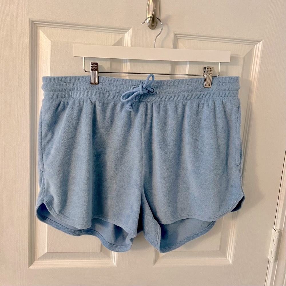 J. Crew Draw String French Terry Shorts in Light Blue, Size Large